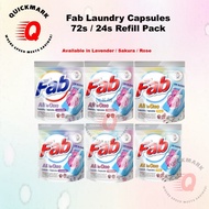 [NEW] Fab All-In-One Laundry Capsules 72s & 24s / Available in Sakura / Rose / Lavender