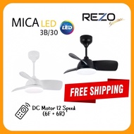 Rezo Mica LED 3B/30” inch DC Remote Ceiling Fan