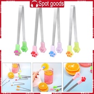 WIN 2Pcs Silicones Mini Tongs Colorful Cats Paws Design  Tongs for Kids Great for Serving Snacks and