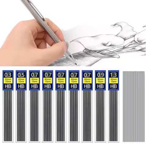 Mechanical Pencil Lead 0.3 0.5 0.7 0.9 1.3 2.0 HB Refill Leads for Plastic Metal Press Automatic Pen