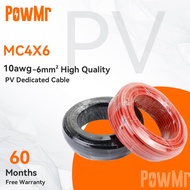 PowMr 6mm 30M สายพลังงานแสงอาทิตย์ 10AWG สีดําหรือสีแดงพลังงานแสงอาทิตย์ PVC หุ้มฉนวนสายคุณภาพสูงสํา