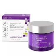 Andalou Naturals Resveratrol Q10 Night Repair 1.7 Ounce Cream, For Dry Skin, Fine Lines &amp; Wrinkles, For Softer, Smoother, Younger Looking Skin