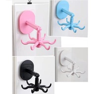 GANTUNGAN D88 Multifunctional 6-Hook 360 Degree Rotating Octopus Hanger