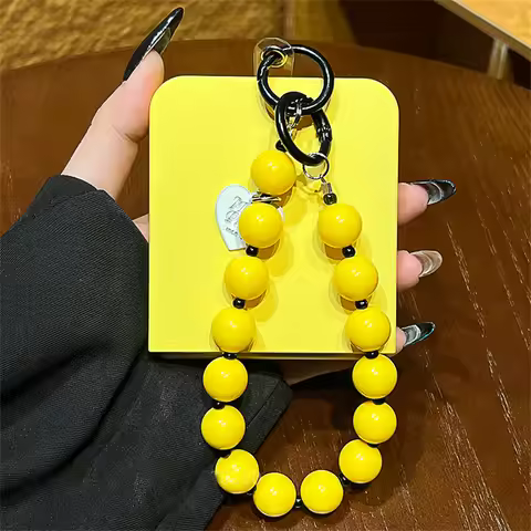 Cute Candy Color Phone Case with Heart Beads Bracelet for Motorola Razr50 Razr 50 Ultra 60 ultra Cov