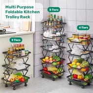 [SG Stcok]Multi Purpose Foldable Kitchen Storage Rack/Kitchen Trolley Rack