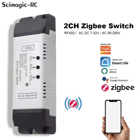 Zigbee 2 Channel Switch Two Relay 12V 24V 220V Module Dry Contact NO NC COM Inching Timer for Light 
