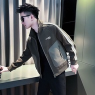 Handsome High-End Street Wear Top Men's Design Sense Ruffian Handsome Trendy Striped Casual Stand-Up