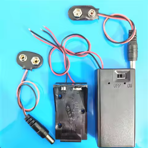 9V 6F22 Battery Buckle Type T/I Button Holder Box Cable Connector Switch Round Power Plug For DC Ard