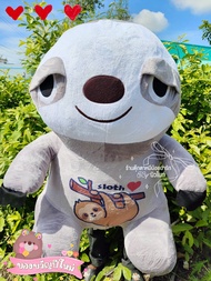ตุ๊กตาสล็อตตัวใหญ่ sloth สีเทาลายขาว ตาปัก ท้องสกรีน ลายน่ารักสุดๆ พร้อมส่งในไทย