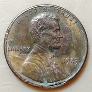 Koleksi koin kuno Asing Jadul lawas 1C Abraham Lincoln Tahun 1983