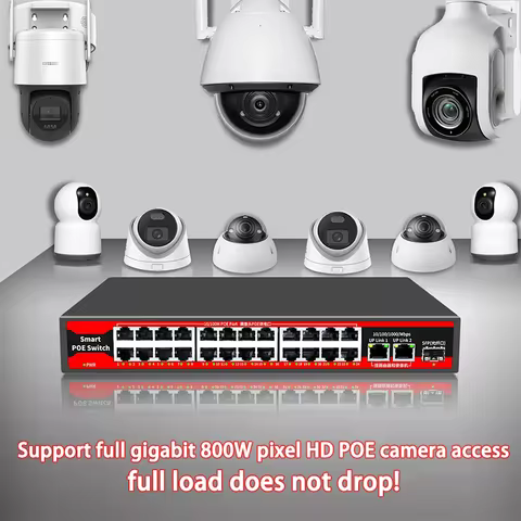 Series POE Switch 24 Port, Active POE for IP Cameras, Wireless AP Switch, Gigabit IEEE 802.3 AF/AT