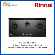 Rinnai RB-3CGN 3 Inner Burner Built-In Hob Schott Ceran Glass (Black) Top Plate