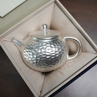 Gilt Silver Tea Set Silver Pot 999 Sterling Silver Teapot Light Luxury Silver Teacup Ceramic Househo