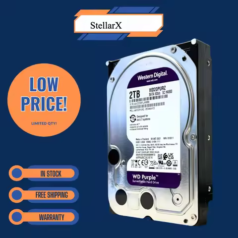 WD Purple 2TB 5400RPM 3.5" SATA HDD WD20PURZ 64MB Cache Surveillance Drive