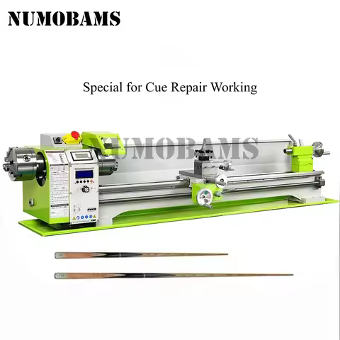 NUMOBAMS NU210LSE High-Quality Mini Manual Metal Lathe Machine with Two Chuck Head for Cue Repair an