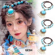 GESH Bohemian Necklace, Alloy Gifts Bohemian Pendant Necklace, Fashion Vintage Jewellery Turquoise L