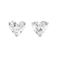 White Gold and 3.00ctw Heart Shape Diamond Stud Earrings