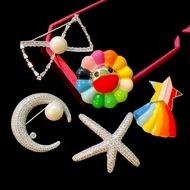 Kerongsang Bunga Matahari Bintang Fesyen Jepun dan Korea Serbaguna Klasik Starfish Moon Pearl Pin Se