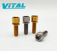 1pc Vitaltitanium Grade 5 Titanium Bolt with captured washer M6 x 20mm titanium stem bolt titanium screw hexagon socket cap screw Seat Clamp bolt 1 piece price high quality titanium bolts export to US and EU countries