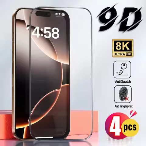 4Pcs Tempered Glass Screen Protector Compatible with iPhone 16 17 Pro Max 16e 15 14 Plus 13 12 11 Pr