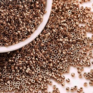 10gs Cylinder Seed Beads Metallic Colours Uniform Size Camel 2x1.5mm Hole: 0.8mm about 888pcs/10g