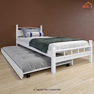 SKL3903 White AYA Solid Wooded Single Bedframe /Katil Kayu Pullout Bed/Katil Budak/Bed Frame Single /Katil murah / 床架