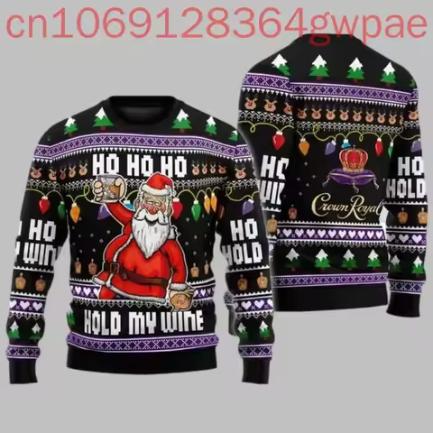 Whiskey Santa Claus Men and Women Autumn and Winter Ugly Christmas Sweater