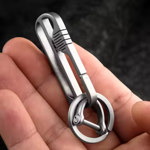 Titanium Keychain Durable Belt Car Key Holder Ring Hanging Buckle Lightweight Carbiner EDC For Male 