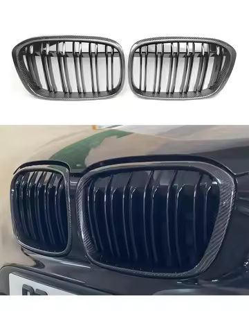 X1 F48 Pre-LCI Real Carbon Fiber Front Bumper Grille For BMW X1 F48 Carbon Replacement Racing Grill