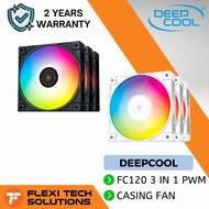 Flexi Tech DEEPCOOL FC120 3 in 1 Black / White PWM PC Desktop Case Fan