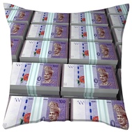 SJ@&gt;Double Sided Printing Money Cushion Cover Malaysian Ringgit Sofa Pillowcase 45x45cm Square Pillow Co