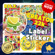 【OLIGEI SHOP】 RELX CREATOR 22K CARTOON FRUIT STICKERS 2.5CM - 8.5CM DISPOSABLE LABELS STATIONERY 80P