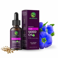Gourmazia Premium Organic Flax Seed Oil 100ml - Cold-Pressed Pure & Natural Suitable for All Skin Ty