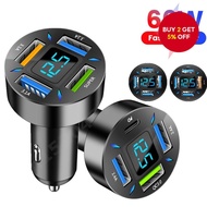 66W Car Charger Quick Charge Adapter 4-Port USB A+USB C Fast Charging Phone Charger for iPhone Xiaom