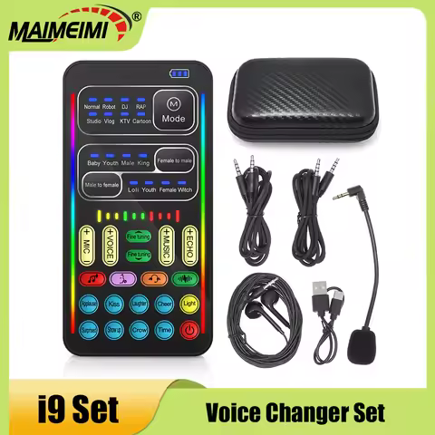 i9 Voice Changer With Earphone With Microphone Mini Sound Card Audio Effect Bluetooth-Compatible Liv