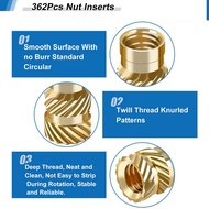 362Pcs Nut Inserts M2/M3//M5/M6 Threaded Inserts Heat Set Insert Tool Female Thread Knurled Heat Emb