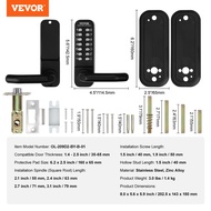 VEVOR Mechanical Keyless Entry Door Lock Single/Double -Sided 14 Digit Keypad and Handle Embedded