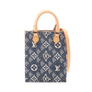 【二手】LOUIS VUITTONPetite Sac Plat 手提包 Since 1854 2WAY M80288 藍色帆布皮革 SINCE1854 Petite Sac Plat 女士