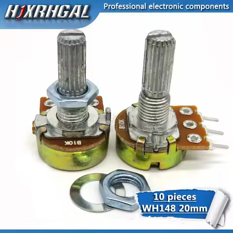 10pcs WH148 20mm 3pin Potentiometer B1K B2K B5K B10K B20K B50K B100K B250K B1M 1K 2K 5K 10K 20K 50K 