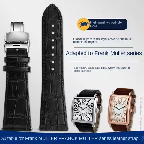 Genuine leather watch belt for Frank Muller series cow leather wristband accessories for men's and w