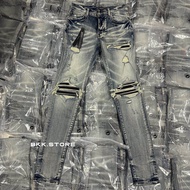 Amiri v.2 กางเกงยีนส์เข่าดำ ภาพถ่ายจากสินค้าจริงรับประกันสินค้าตรงปก  แฟชั่นทรงเอ กางเกงยีนส์ผู้ชาย
