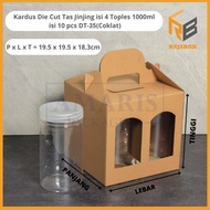 DT-35 Die Cut Cardboard Carrying Bag Contains 4 Jars (Jar SIZE 9CM AND HEIGHT 17.5CM) Amaris Packagi