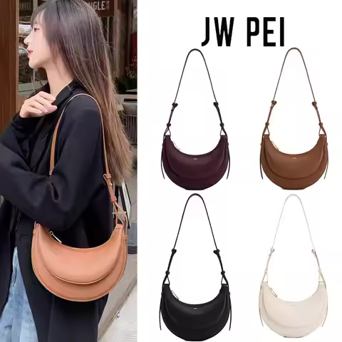JW PEI2026 Women's Half Moon Crossbody Bag Stylish Vegan Leather Shoulder Bag Trendy Underarm Purse 