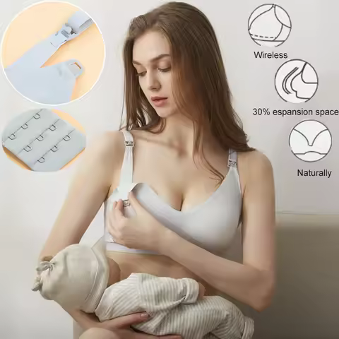 Ultra Thin Laser Cutting Ladies Feeding Bra Seamless Removable Padded Breastfeeding Bras Plus Size P