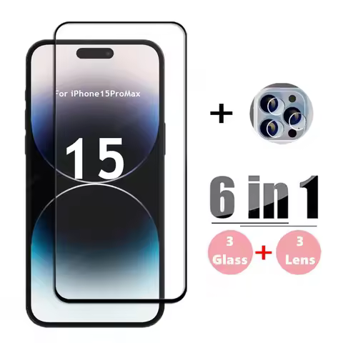 6in1 Glass For iPhone 15 Pro Max Tempered Glass For iPhone 15 Pro Max Screen Protector Phone Film Fo