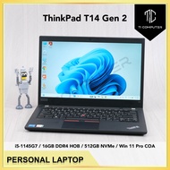Lenovo ThinkPad T14 Gen 2 Intel i5-1145G7 16GB HOB RAM 512GB NVMe SSD Win 11 Pro Refurbished Laptop