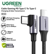 UGREEN 50123 Gaming Data Cable Type C To Type C Elbow Nylon Braided 60W 3A Power Delivery Cable Char