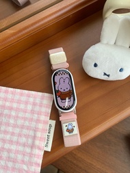 สายนาฬิกาถักลายกระต่าย Miffy สำหรับ Xiaomi Mi Band 10 / Xiaomi Mi Band 9 / Xiaomi Mi Band 8 สำหรับ X