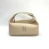 Hermes 米白帆布銀釦Bride a Brac PM 飯盒包