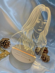 我喜歡這樣的自己【寫實線條】 原木Led夜燈藍芽喇叭  客製化夜燈